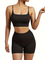 Criss Cross Straps Top & Running Short Set - Women's Activewear