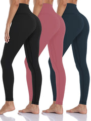 3Pcs High Waist Yoga Pants Butt Lifting Tummy Control Leggings