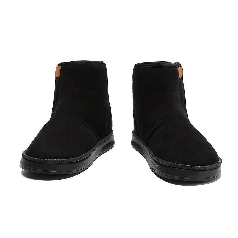 Thermal Fur Lined Snow Boots Suede Mid Calf Boots Round Toe Warm Winter Boots
