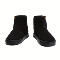 Thermal Fur Lined Snow Boots Suede Mid Calf Boots Round Toe Warm Winter Boots