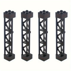4pcs Military Train Car Pillar Support Girder ABS City Building Blocks Grey