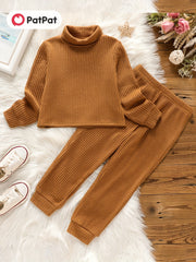 Toddler Girls Ribbed Sweater & Pants Set Turtleneck Long Sleeve Pullover Top