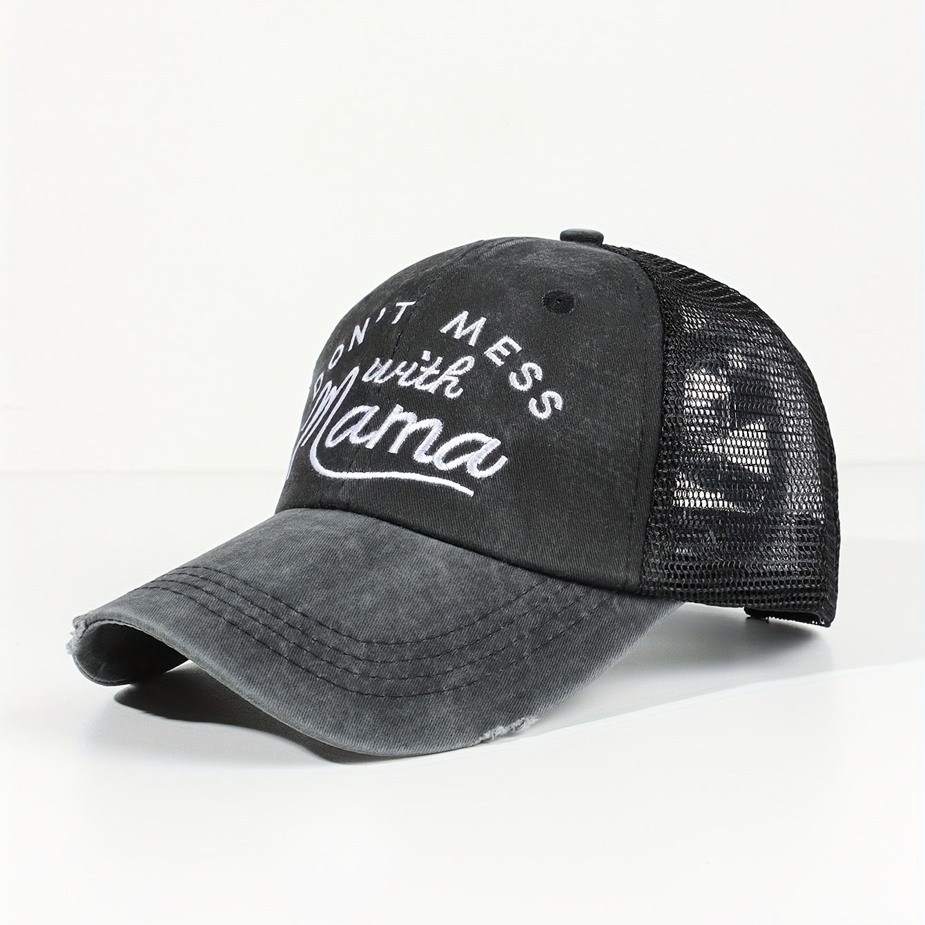 Don't Mess With Mom Ripped Ponytail Baseball Cap