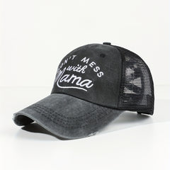 Don't Mess With Mom Ripped Ponytail Baseball Cap