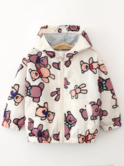 Boys Excavator Cartoon Zipper Hoodies Kids Jackets
