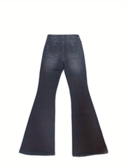 High Waist Medium Stretch Boot Cut Jeans Retro Vintage Bell Bottoms