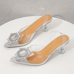 Rhinestone Stiletto Heel Sandals Point Toe Wedding Shoes