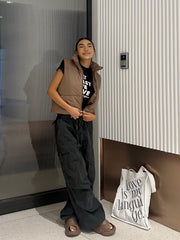 High Neck Zip-Up Vest Sleeveless Outerwear
