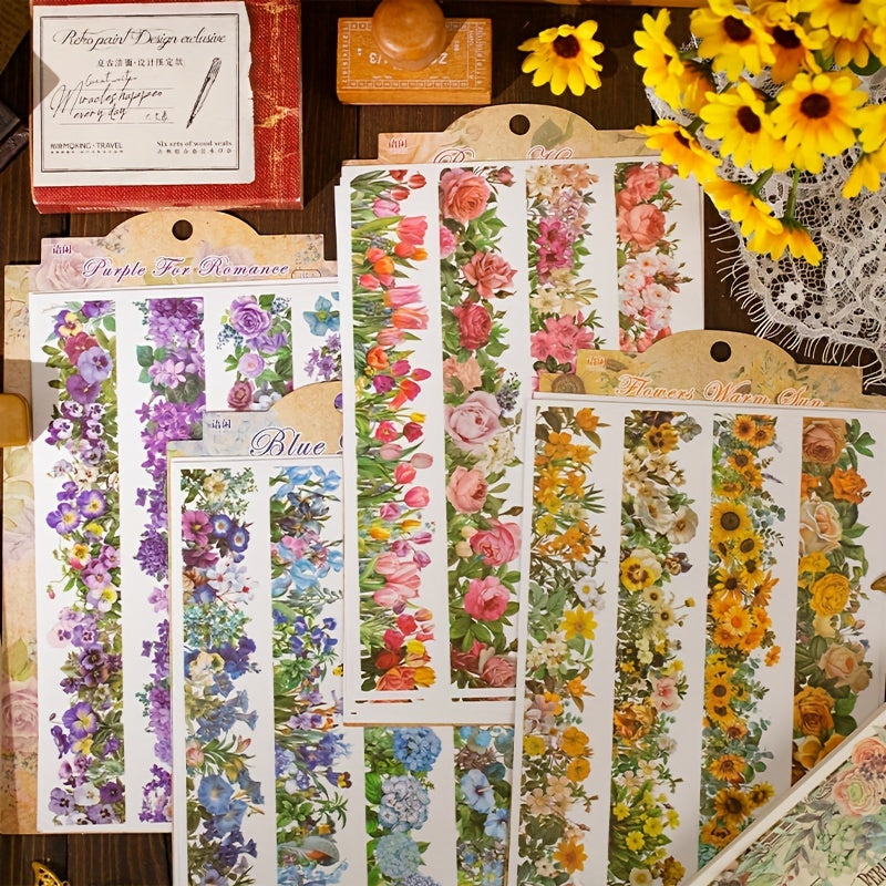 School Supplies Sticker Pack Blooming Garden Series for Journaling 4 Sheets