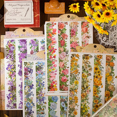 School Supplies Sticker Pack Blooming Garden Series for Journaling 4 Sheets