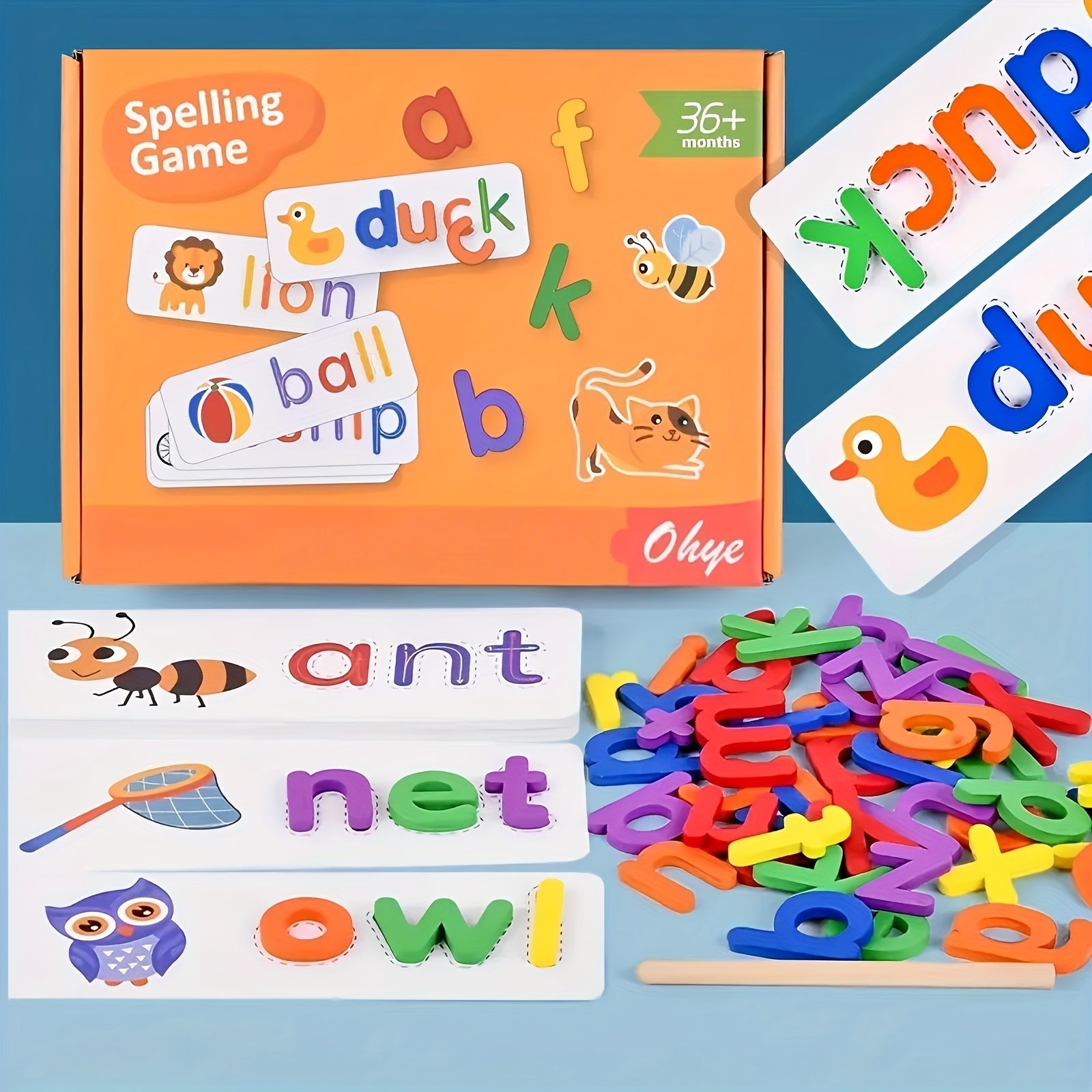 Alphabet Tracing Learning Toy for Kids Spelling Blocks with Animal Illustrations