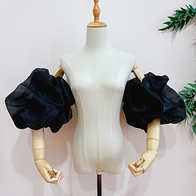Ruffled Bubble Sleeves Bridal Wedding Dress Accessories 1 Pair