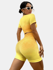 Gradient Ombre Yoga Shorts High Waist Running Gym Shorts Women's Activewear