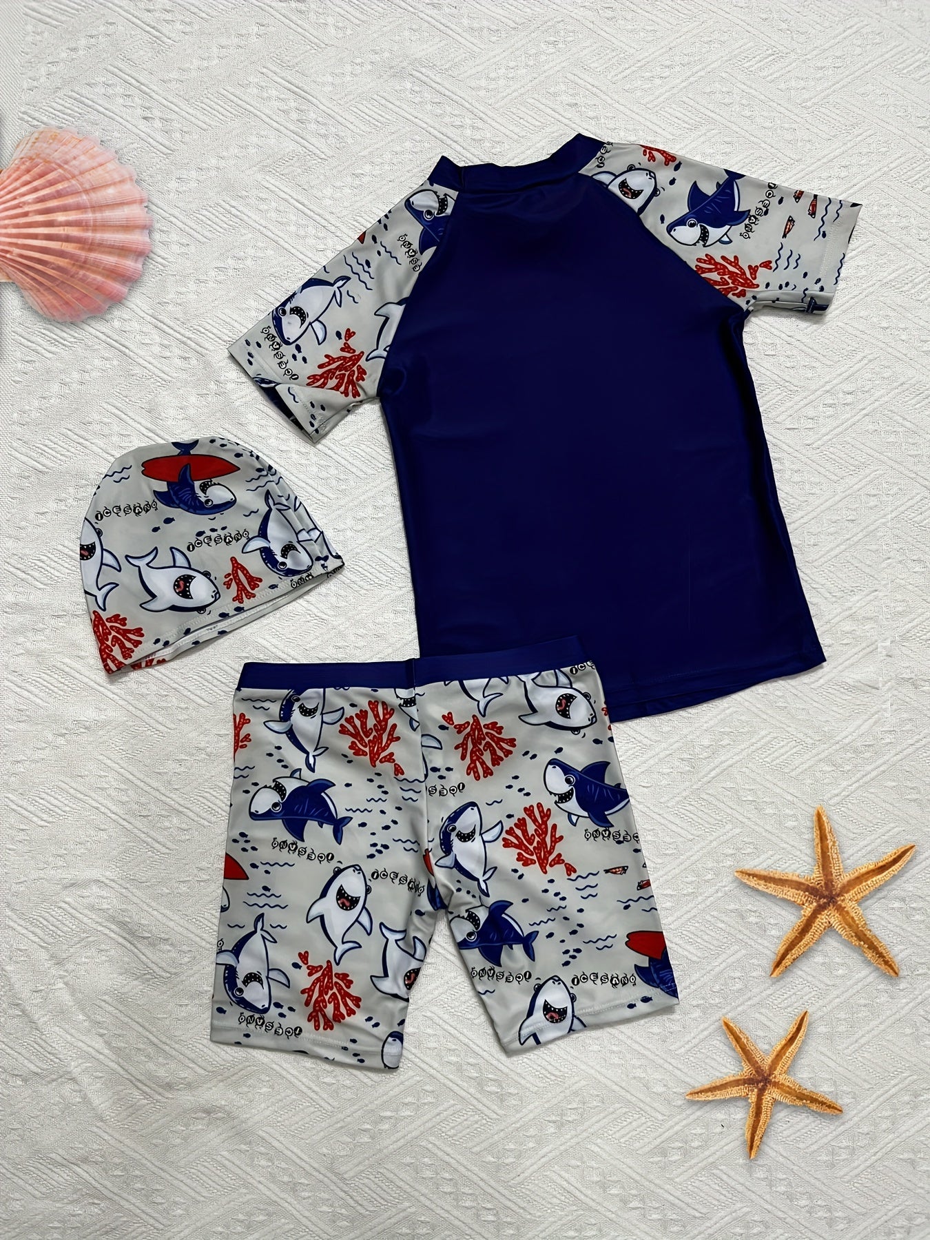 Toddler Boys Shark Graphic Surfing Set Summer Beach Clothes Bathing Suits