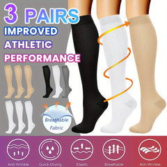 3 Pairs Copper Compression Socks 10-20 mmHg for Men & Women