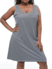 Stripe Print Round Neck Tank Sleep Dress