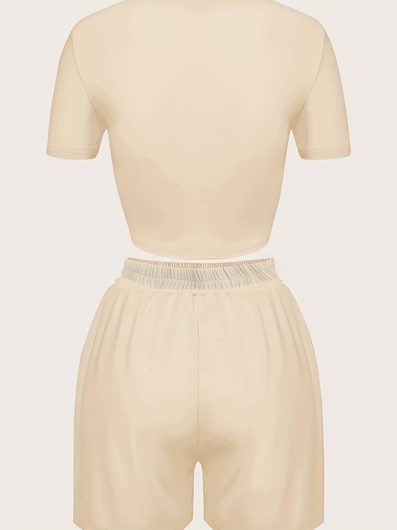 Casual Two Piece Set Crew Neck Tee & Shorts Outfit