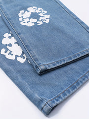 Men's Printed Denim Jeans Straight Leg Casual Street Style