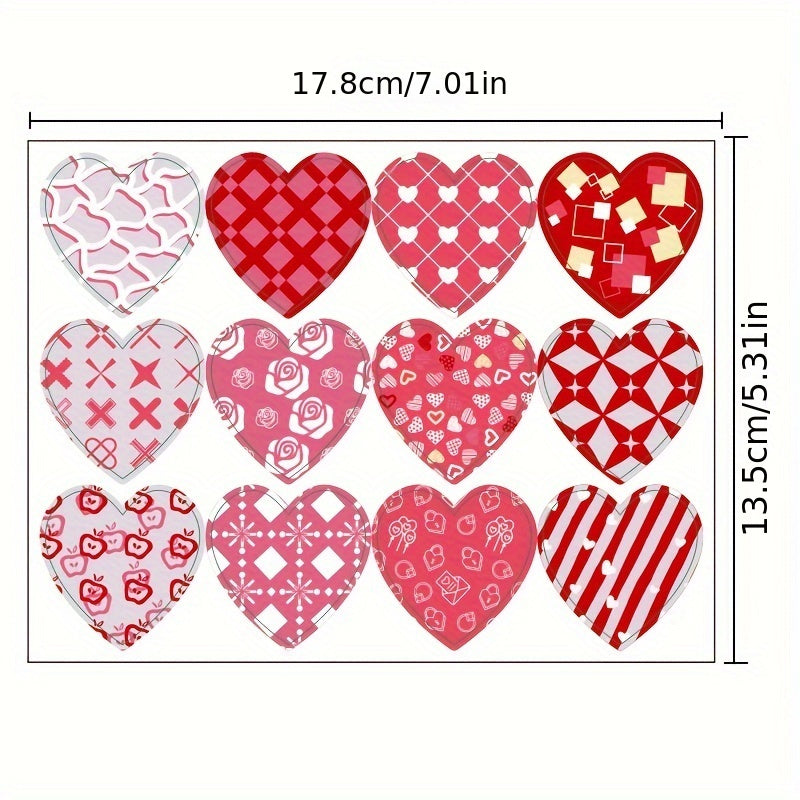 Heart Shape Stickers for Party Decorations, Pack of 144 Stickers