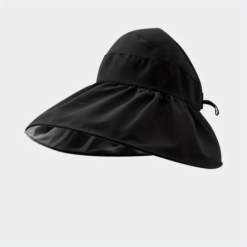 UPF50 Ponytail Visor Hat Solid Double Layer Sun Hat Lightweight Foldable