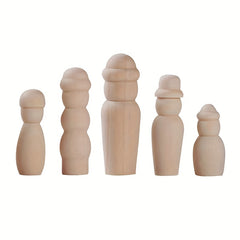 5pcs Wooden Doll Family Set for DIY Projects