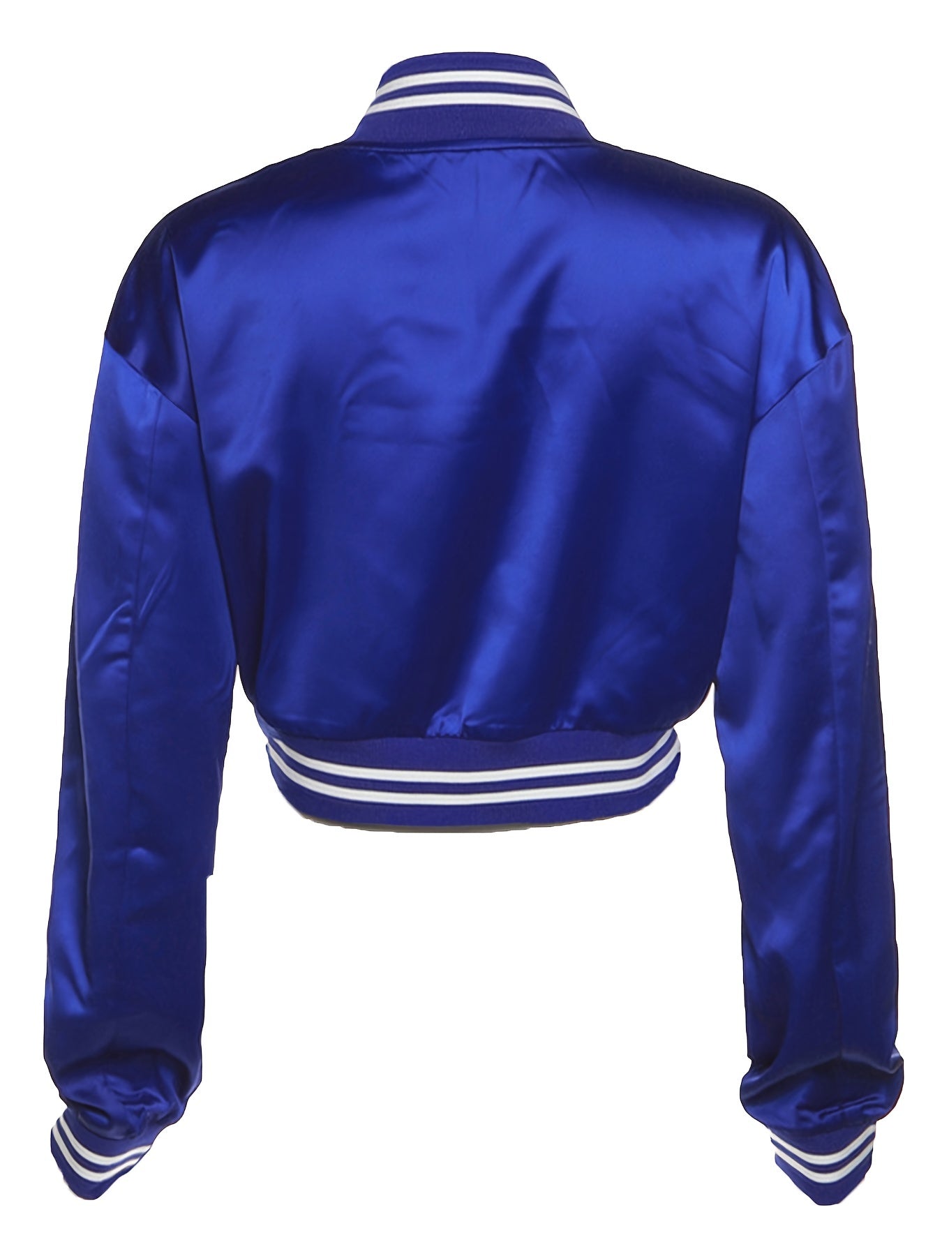 Embroidered Jacket Baseball Collar Crop Top