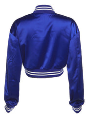 Embroidered Jacket Baseball Collar Crop Top