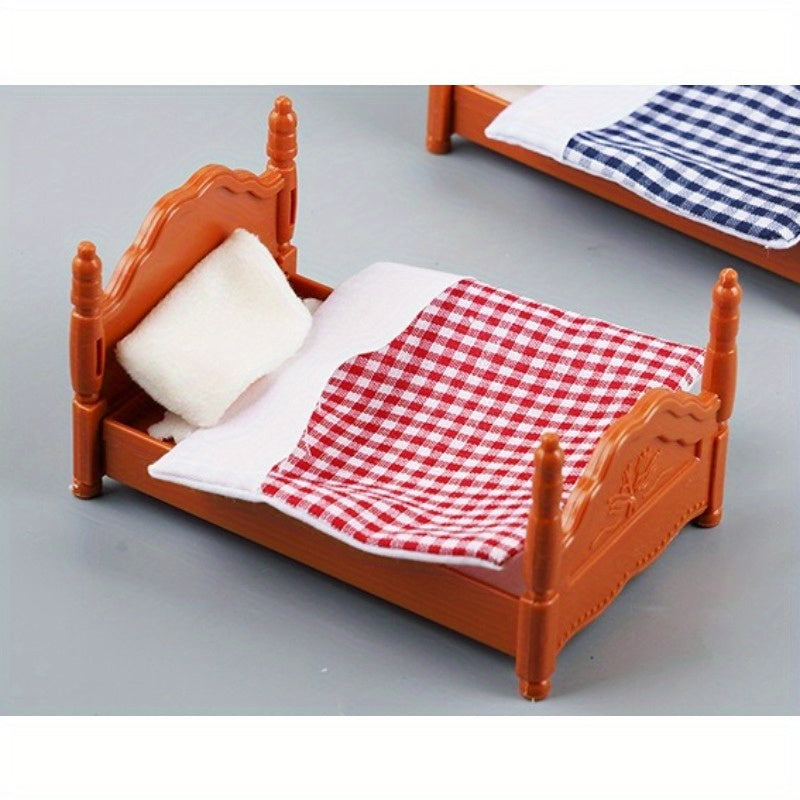 Dollhouse Miniature Furniture Bunk Bed Scene Accessories Toys