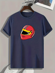 Helmet Print Men's Sports T-Shirt Graphic Tee Outdoor Fitness Clothing