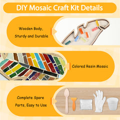 Vibrant Feather DIY Mosaic Craft Kit Wooden Decorative Piece Colorful Tile Inlay