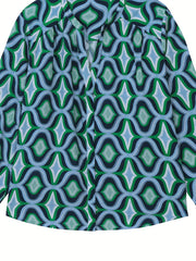 Geometric Print Long Sleeve Blouse