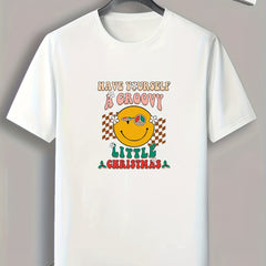 Christmas Letter Pattern Print Men's Comfy Sports Tee