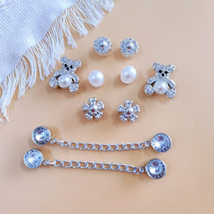 12pcs Rhinestone Bear & Metal Chain Shoe Charms for Clogs Garden Shoes DIY