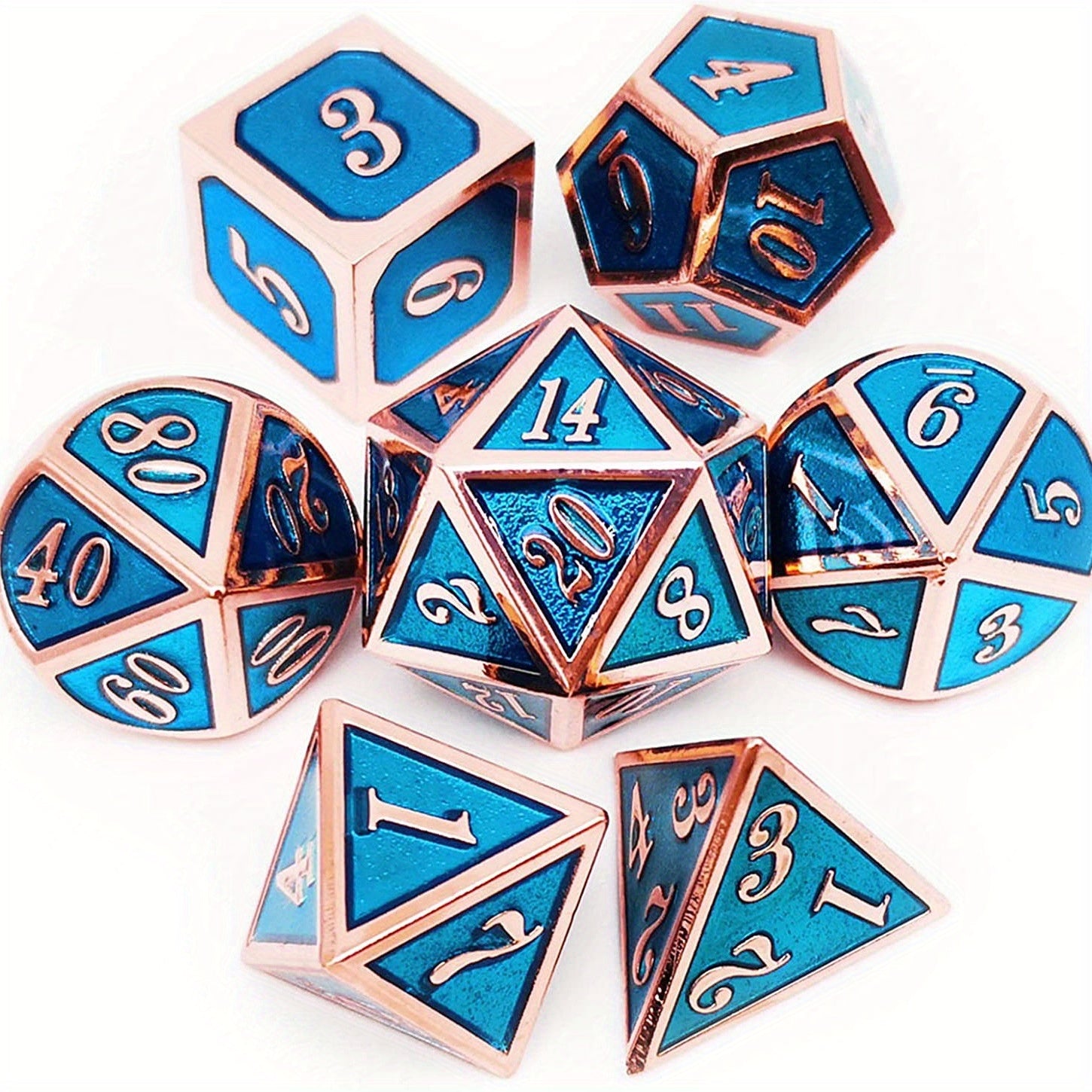 7pcs Emerald & Metal Dice Set - Durable & Stylish Solid Dice