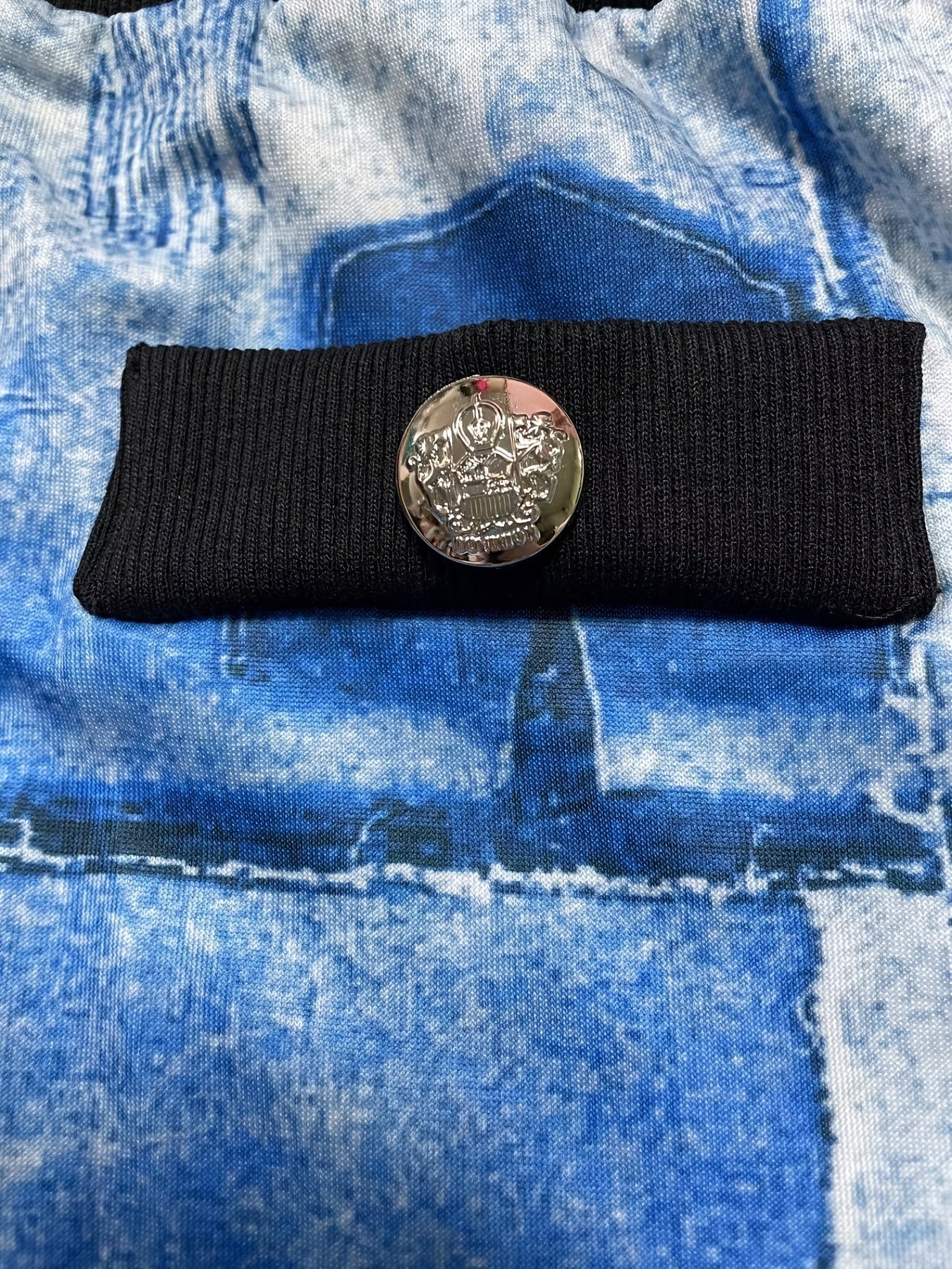 Women's Plus Denim Print Jacket & Joggers Set
