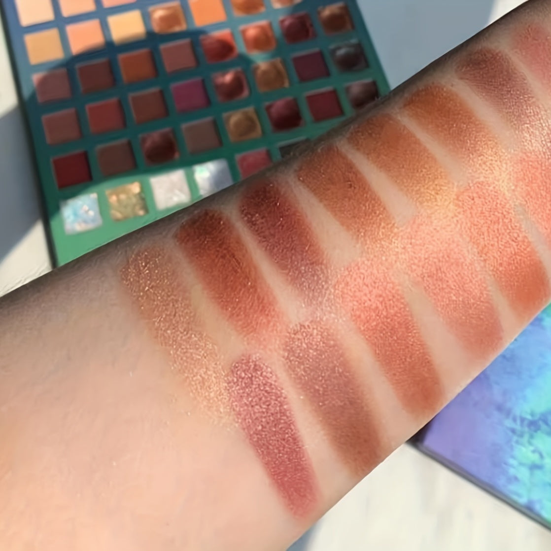 48-Color Eyeshadow Palette Multicolor Brown Orange Sequin Matte Shimmer Finish