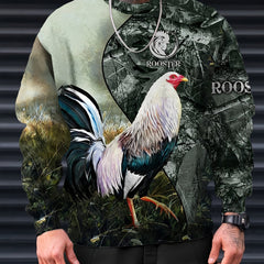 Rooster Print Men's Graphic Sweatshirt Loose Pullover For Autumn Winter