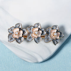 Enamel Flower French Barrette Hair Clip