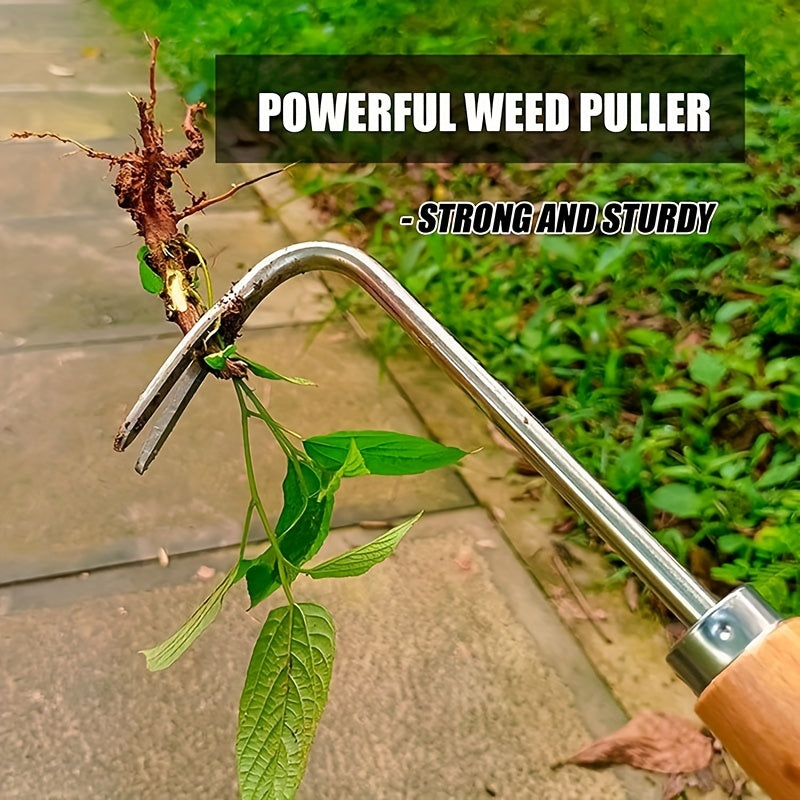 V-shaped Weeding Tool with Solid Wood Handle