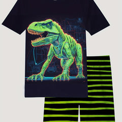 Kid's Dino Pajama Set: T Shirt & Shorts, Comfy PJ Set