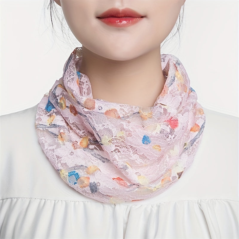 Lace Neck Gaiter Butterfly Print Veil Thin Breathable Sunscreen Face Covering