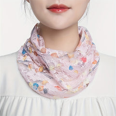 Lace Neck Gaiter Butterfly Print Veil Thin Breathable Sunscreen Face Covering