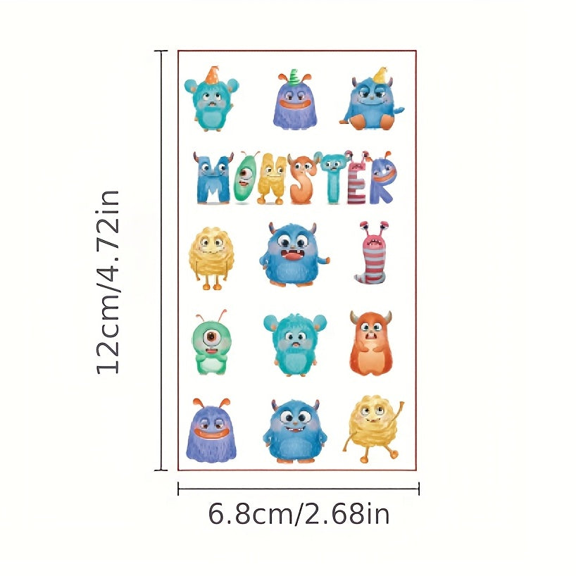 10pcs Little Monster Waterproof Temporary Tattoo Stickers