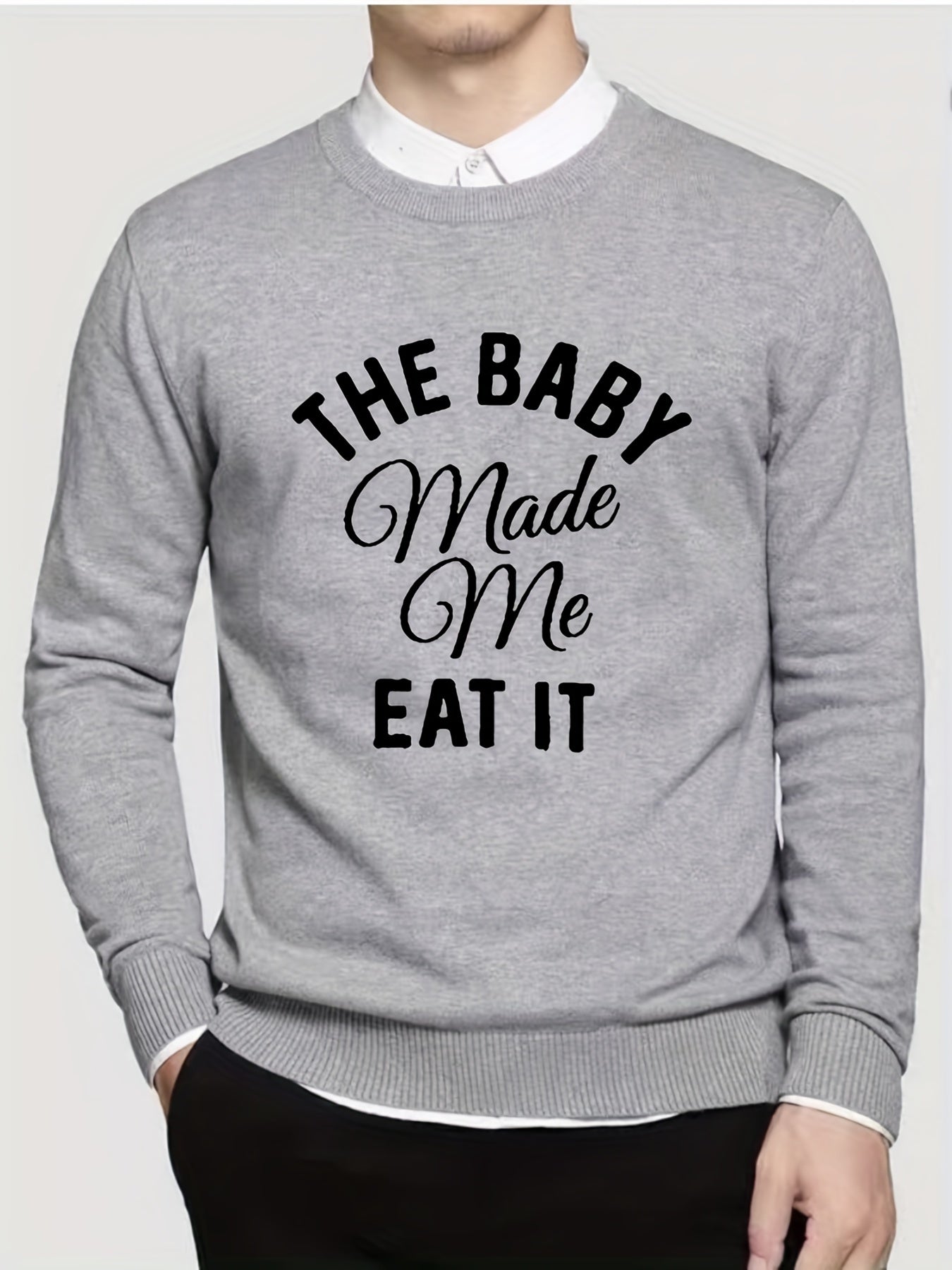 THE BABY Knitted Sweater Men's Casual Warm Mid Stretch Pullover