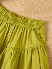 Girls Short Sleeve Cropped Top & Elastic Waist Pants Set