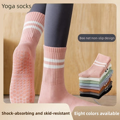 Non-Slip Silicone Bottom Yoga Socks Striped Crew Socks