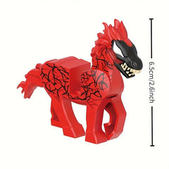 HHLXGG Evil Horse Model Figure Red Grey Cracked Pattern Statue