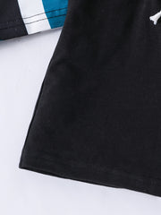 Boys Striped Casual Outfit Round Neck T shirt & Shorts For Summer Kids Clothes