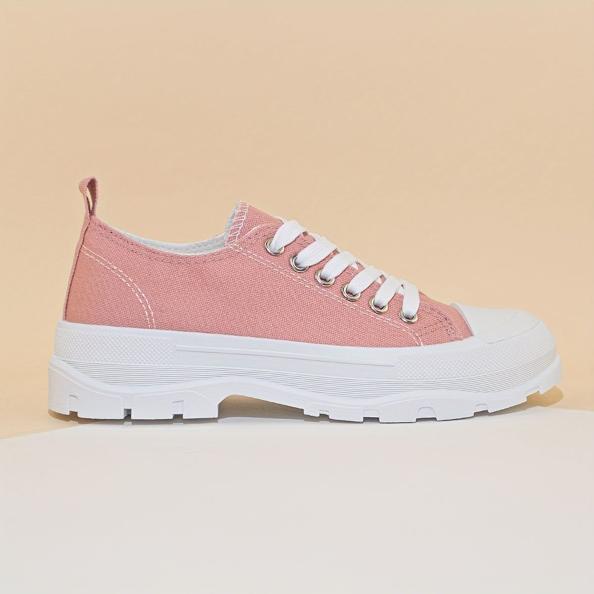 Women's Platform Canvas Shoes Lace Up Low Top Sneakers