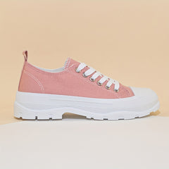 Women's Platform Canvas Shoes Lace Up Low Top Sneakers